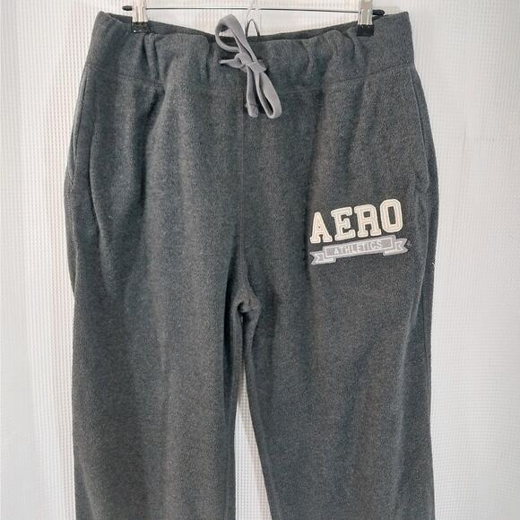 AEROPOSTALE! PLUSH GRAY OVERSIZED LIGO FRONT WIDE LEG SWEATPANTS, ACTIVE! SZ L - Picture 3 of 10